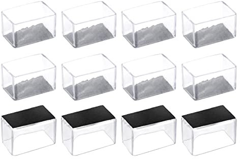 sourcing map Chair Leg Floor Protectors, 12Pcs Rectangle PVC & Felt Chair Leg Cover Caps for Hardwood Floors (Clear White, 30x50mm/ 1.18x1.97)