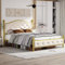 HAINEW Modern Metallbett 140x200 cm Mit Kopfteil, Bettgestelle Mit Lattenrost, Doppelbett, Bettrahmen Für Schlafzimmer, Gästezimmer, Golden