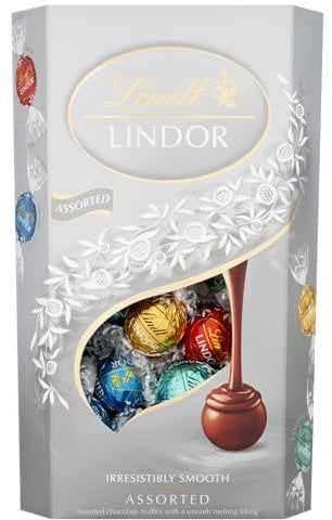 Lindt Lindor Silver Assorted Chocolate Truffles – 600g Box (Approx. 48 Balls) – Smooth Filling – Halloween Treat, Christmas, Gift, Birthday, Congratulations
