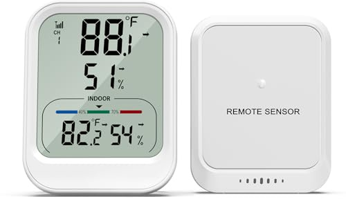 LOFICOPER Digitales Thermometer Hygrometer, Innen Außen Thermo Hygrometer mit Sensoren, 3 LCD-Bildschirm, ℃/℉ Umschaltbar, Max/Min, Temperatur- und Feuchtigkeitsüberwachung