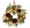 Türkranz, Adventskranz für Weihnachten mit LED Lichterkette und Timerfunktion - Fertig künstlich dekoriert (Rote Rosen)