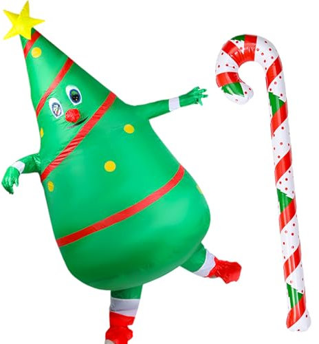 Matreeglam Weihnachts Kostüm Erwachsene, Weihnachtsmann Weihnachtsbaum Kostüm, Weihnachtsmannkostüm, Lustige Weihnachtskleidung für Weihnachten Cosplay Geburtstag Party (150-195cm)
