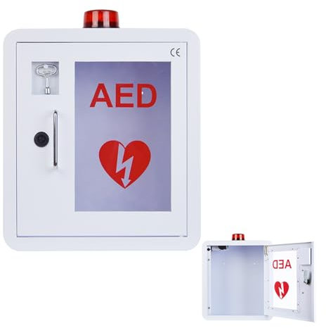 Generisch Aed-Defibrillatorschrank, Erste-Hilfe-AED-Defibrillator-Aufbewahrungsschrank Mit Alarmsystem, AED-Alarmbox Für Büro, Krankenhaus,Weiß