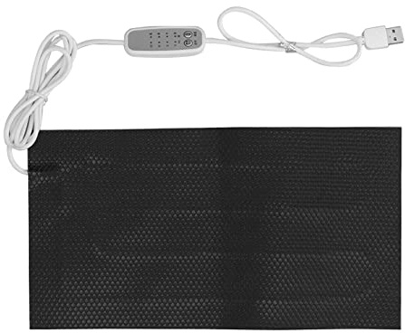 Tappetino Riscaldante, 5V Riscaldatore Pad USB Elettrico, Tappetino Riscaldante in Fibra di Carbonio, Lavabile con Timer per Vestiti, Sedile Letto, Cani Gatti, Schiena, Collo, Spalle, Pancia (25x30cm)