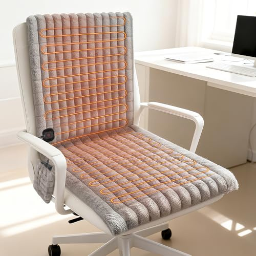 Pengrity Sitzkissen Beheizbar Usb, Beheizbare Sitzkissen mit Rückenlehne, Kabellos Beheizbares Sitzkissen, 3 Einstellbare Temperatur Weich Bequem Rutschfestem, Sitzheizung Bürostuhl für Outdoor Indoor