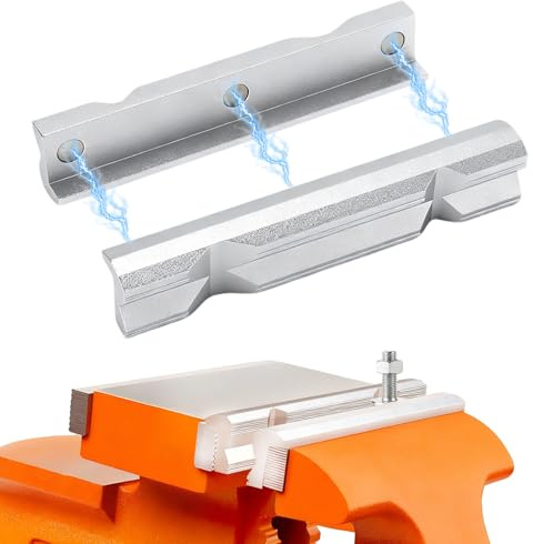 Ganasce magnetiche per morsa 150 mm – Ganasce protettive in alluminio con scanalatura a V, antiscivolo e resistenti, accessori da banco per lavori di precisione su metallo, legno e fai-da-te