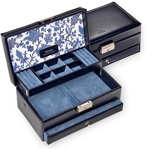 Schmuckkasten Helen florage/navy (Leder)