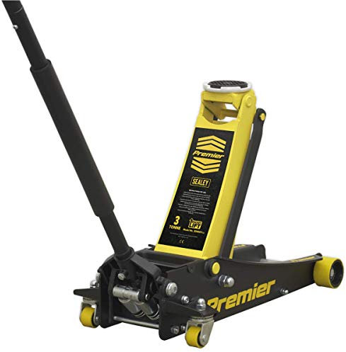 Sealey 3 Tonne Low Profile Trolley Jack, Car Jack, with Rocket Lift - Yellow - 3040AY