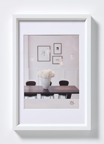 walther design Bilderrahmen weiss 13 x 18 cm mit Passepartout, Steel Style Kunststoffrahmen ES318W