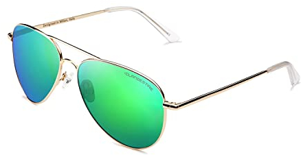 CLANDESTINE - Sonnenbrille A10 Gold Green - Verspiegelte Nylon Gläser und Edelstahlrahmen - Sonnenbrille für Männer und Damen - Mit Smart Vision Technology - Bessere Sicht und Geringere Blendung