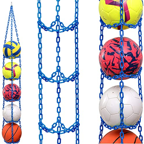 Vailantes Ballaufhänger - Fußball Volleyball Basketball Originaler Ballhalter Fussball Deko Aufbewahrung Kinderzimmer Regal Hängendes Regal Ball Kinder Fussball Geburtstag Regal Hängend (Blau)