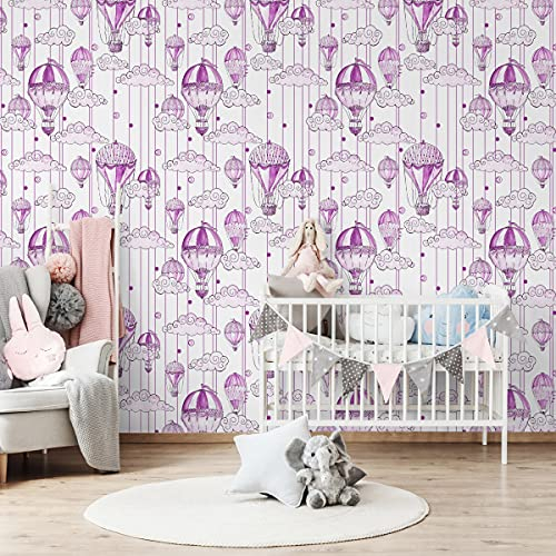 Muralo Tapete 10m Rolle Vlies Tapete Himmel Wolken Luftballons Punkte Kugeln Kreise Vliestapete 1000 x 53cm Wand Tapete Wohnzimmer Kinderzimmer Moderne Wanddeko Wand Dekoration