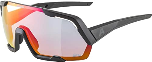 ALPINA ROCKET QV - Kontrastverstärkende, Selbsttönende & Beschlagfreie Sport- & Fahrradbrille Mit 100% UV-Schutz Für Erwachsene, black matt, One Size