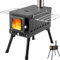 Aomxay Poêle à bois de camping - Four à bois portable - Double paroi intérieure - Brûlure secondaire avec pieds d'extension - Pour la cuisson et le chauffage en plein air