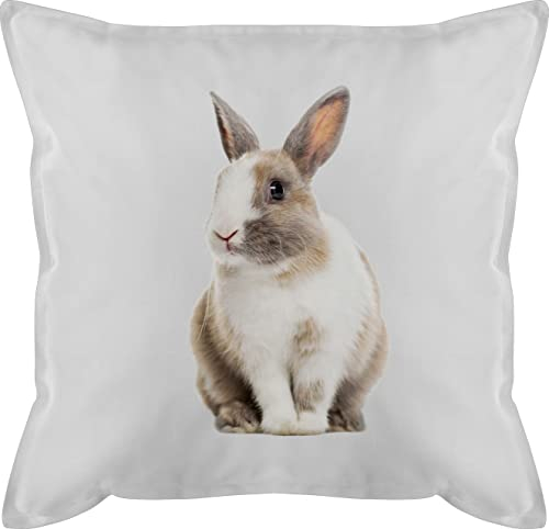 Kissen 50x50 - Osterkissen - Hasenmotiv Ostern Hase Motiv Hasen I Oster Hase I Osterhase - 50 x 50 cm - Weiß - mit osterkissenzüge ostergeschenke hasi schmusekissen 50×50 osterartikel ostern