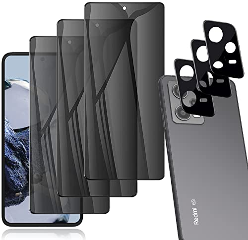 Panzerglasfolie für Xiaomi Redmi Note 12 Pro 5G, Sichtschutz Schutzfolie Anti-Spy Privatsphäre Tempered Glas Dunkel Privacy Folie Blickschutzfolie Displayschutzfolie mit Kamera Linse Folie(2+2STÜCKE)