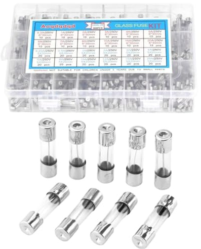 TICFOX 360 Stück Glassicherungen Sortiment, Schnell Schmelzen Glas Sicherungen, 0,25 A-20 A 24 Typen 6 X 30 Mm 5 X 20 Mm Glassicherungsrohr Sortimentsset Für Den Schaltkreisschutz
