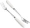 MEIYAHOME Fine Dessert Forks 18-10 Stainless Steel Fruit Fork(Creative White Ceramic Handle) Tasting Forks, 3-Tine Forks, sus304 6inch (2 Pcs)