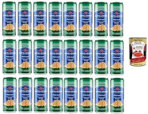 Italian Gourmet SanPellegrino Italian Gourmet Aranciata Amara bibita 24 x | Agrumi intensi e nota decisa; prickelnd erfrischend, ideal gekühlt zu, Gesamtnettogewicht 7,92 L + Kostenlos Polpa 400g