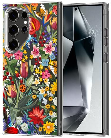 MOSNOVO Case for Samsung Galaxy S24 Ultra, [Buffertech 6.6ft Military-Grade Drop Protection] [Anti Peel Off Tech] Clear TPU Bumper Phone Case Cover Design - in The Garden