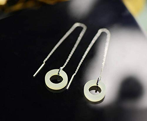 Chinesischer Ohrstecker 925 Silber Mode Natürliche Aura Weiß Jade Ohrringe Persönlichkeit Weibliche Einfache Ohrringe Weiß, GeRRiT, Weiß