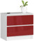 Home Collective Kommode in rot Hochglanz mit 2 geräumigen Schubladen, 60 cm breit, 55 cm hoch Kommode Schlafzimmer Flur Wohnzimmer Organizer Kommode mit Schubladen Holz Highboard Sideboard Schrank