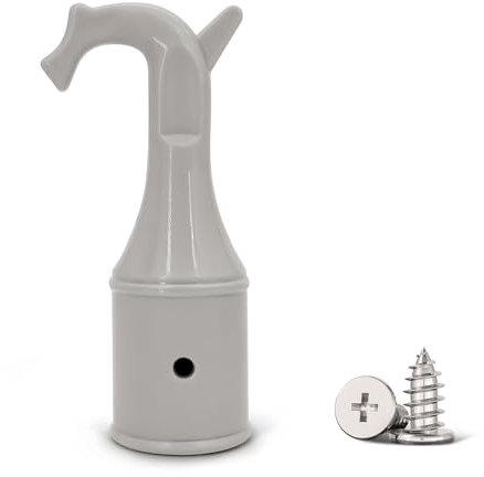 Gancho para Abrir Ventanas e Loft - Ganchos para Loft de 25mm, Accesorio con 2 Tornillos, Gancho de Plástico Resistente, Ideal para Ventanas de Techo Difíciles de Alcanzar, Diseño en Gris Práctico