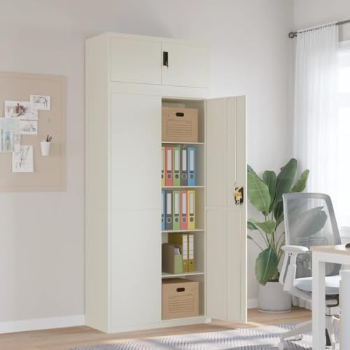 LLEZKBR Armoires et stockage, armoires de rangement et casiers - Armoire à fichiers en acier blanc 90 x 40 x 220 cm