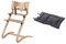 Leander Stuhl natural - Hochstuhl - Kinderstuhl - Erwachsenenstuhl mit Babybügel + Kissen dusty grey
