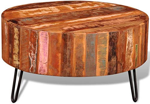 vidaXL Couchtisch antik rund aus recyceltem Massivholz Wohnzimmermöbel
