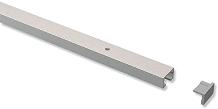 Interdeco Gardinenschienen vorgebohrt Silber-Grau 1-läufige Vorhangschienen aus Aluminium, Primax, 240 cm