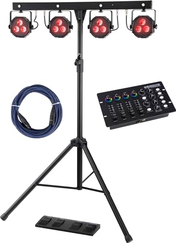 Showlite LB-4390 Komplettanlagen Set mit DMX-Operator (Mobile Lichtanlagen mit Tri-LED PAR-Spots mit je 3 St. 9W LEDs & weiße Strobe-Spots 1W LEDs, LED DMX-Controller & 10 m DMX-Kabel)