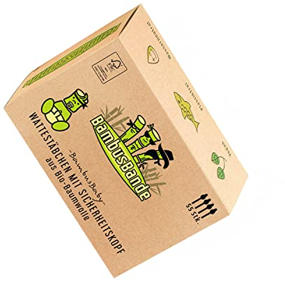 BambusBande - Baby Wattestäbchen aus Bambus & Baumwolle mit Sicherheitskopf, 55 Stück, Nachhaltige Alternative zu Holz & Plastik, 100% Biologische & Umweltfreundliche Ohrenstäbchen