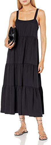 The Drop Damen Britt Tiered Maxi Tent Dress, Farbe: Schwarz, Größe L
