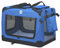 HugglePets Foldable Fabric Pet Crate Carrier - Blue (Extra Large 82cm) Lightweight & Ventilated Double Door Carrier for Dogs & Cats with Sheepskin Mat. Ideal for Home & Travel.