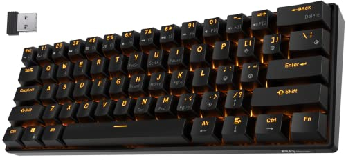 RK ROYAL KLUDGE RK61 Wireless 60% Triple Mode BT5.0/2.4G/USB-C Wired Mechanical Gaming Keyboard, Compact 61 Keys Bluetooth Mechanical Keyboard with Software (Hot Swappable Brown Switch, Black)