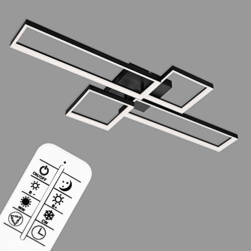 BRILONER Leuchten - LED Deckenleuchte, Deckenlampe dimmbar, inkl. Fernbedienung, Farbtemperatursteuerung, Nachtlichtfunktion und Timer, Schwarz, 40 Watt, 4.400 Lumen, 1100x420x120mm (LxBxH), 3014-015