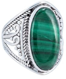 mantraroma Silberring Damen 925 Sterling Silber – ovaler Edelstein Ring, Vintage Statement Ring Schmuck, elegantes Geschenk für Frauen