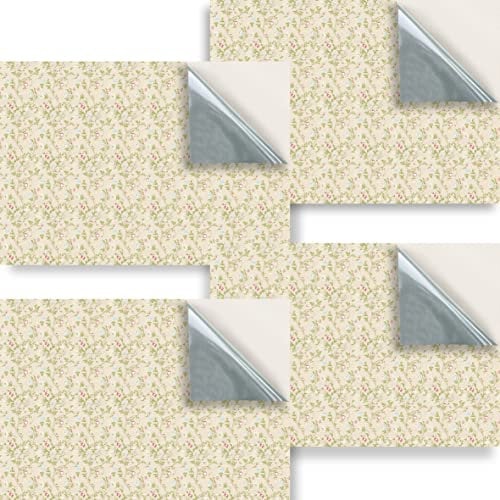 Stick & Go Repositionable Self Adhesive Dolls House Wallpaper 1:24 Scale (Set of 4 Sheets) - Floral on Cream Wallpaper - No. 18