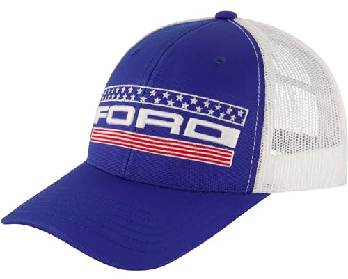 Concept One Unisex-Erwachsene Ford Truck-Mütze, Logo-Netz, verstellbare Snapback gebogener Krempe Baseballkappe, Königsblau, Einheitsgre