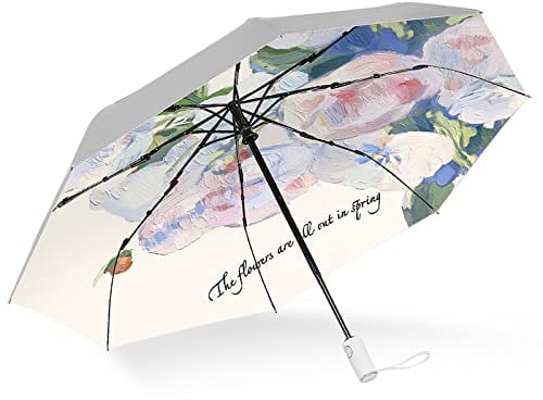 CUBY UV-Sonnenschirm, kompakt, faltbar, Reise-Regenschirm, automatisches Öffnen und Schließen, winddicht, regenfest, 99,9 % UV-Schutz, Sonnenschirm mit schwarzer Anti-UV-Beschichtung