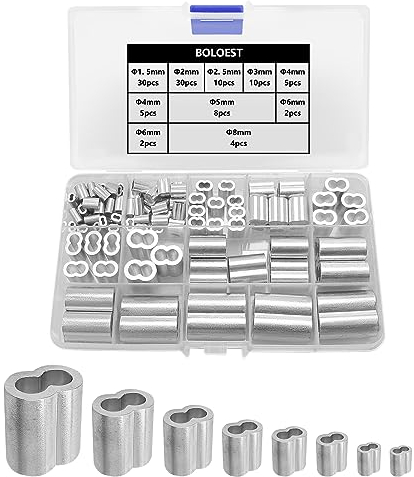 Morsetti a pressione in alluminio a doppio foro, morsetti a pressione per crimpare cavi in acciaio, funi metalliche, corda per teloni (1,5-8 mm, 8 dimensioni)