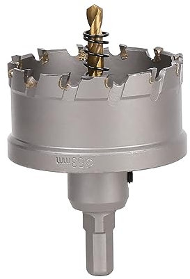 Vearter 63mm Hartmetall Lochsäge, Lochbohrer Bohrer mit Zentrierbohrer, Hartmetallbohrer für Metall, Edelstahl, Baustahl, Aluminium, Kupfer, Eisen, Kunststoff, Glasfaser