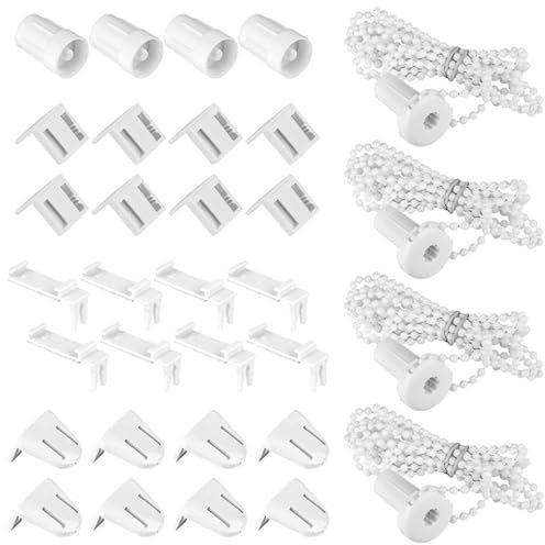 LEMLIT Roller Blind Fittings - Child Safe 25mm Plastic Spare Kit for Roller Blind Repairs, Includes Beaded Chain - Ideal for Curtain Rods and Blackout Roller Blind Brackets