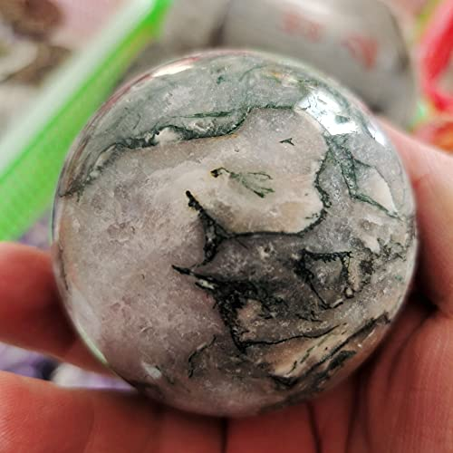 Heimdekoration, 1 Stück, 4–5 cm, Moos, natürlicher grüner Punktjaspis, Achat, Kugel, Kristallschmuck, grüne runde Steine ERTEYIN (Size : One Size)