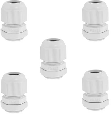LEDSone 5Pcs Cable Gland, PG13.5 Plastic Waterproof Adjustable 3-15mm IP68 Cable Gland Joint with Rubber Gaskets, Wire Connector, Cable Gland Wire Protector, White