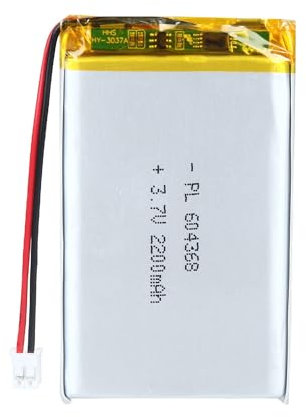 Uxney Batterie de 3,7 V 2200 mAh 604368 lithium-ion lithium-ion avec connecteur 2P-PH avec grille de 2,0 mm