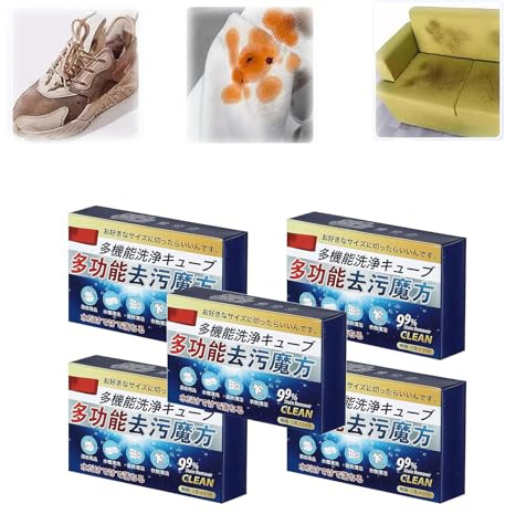 Active Biological Enzyme Washing, Multi-Functional Bio-Enzyme Cleaning Tablets, Powerful Stain Removing Tablets, Multifunctional Decontamination Cube, Japan Universal Stain Removal Cube. (5 BOX)