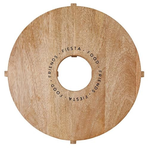 Santa Barbara Design Studio Mango Wood Charcuterie Boards Cheese Board Round Tequila Bottle Holder Cutting Board, 15 Diameter, Fiesta Food Friends