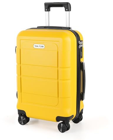 TANTOMI Handgepäck Koffer, 20 Zoll Hartschalenkoffer aus ABS+PC, Trolley, Reisekoffer mit 4 Rollen, 3-stelliges Zahlenschloss, Aluminium-Teleskopstange (41L, Mango)